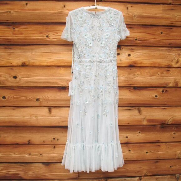 Mac Duggal 9212 Womens Embellished High Neck Cap Sleeve A Line Dress - Picture 12 of 16